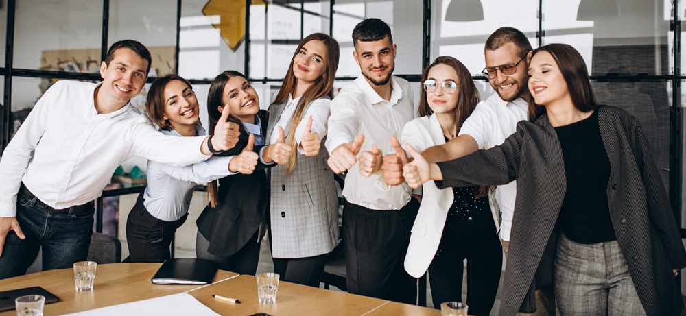 Group of people working out business plan in an office